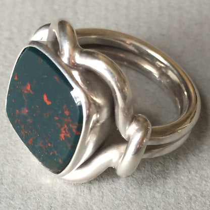 Georg Jensen Sterling Silver Ring No. 27A with Bloodstone