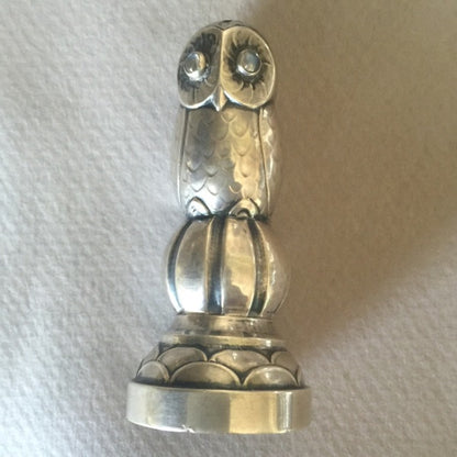 Estate Georg Jensen Super Rare Sterling Silver "Owl" Pepperette with Moonstone