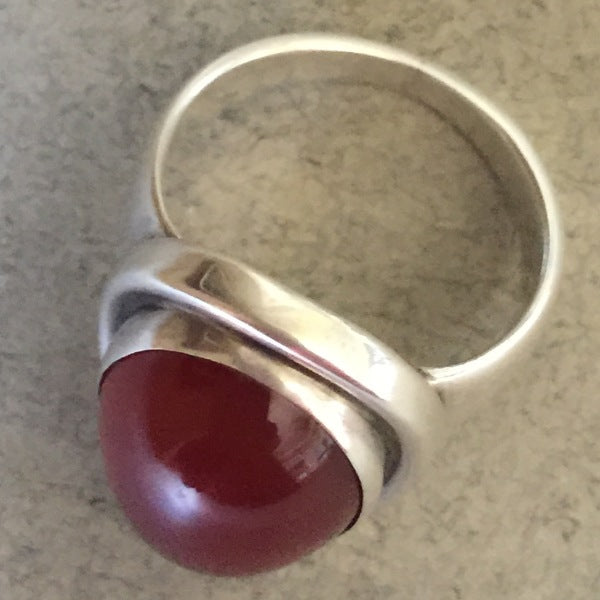 Georg Jensen Sterling Silver Carnelian Ring No. 46A by Harald Nielsen