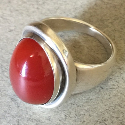 Georg Jensen Sterling Silver Carnelian Ring No. 46A by Harald Nielsen