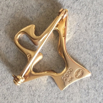 Georg Jensen 18K Gold Brooch by Henning Koppel