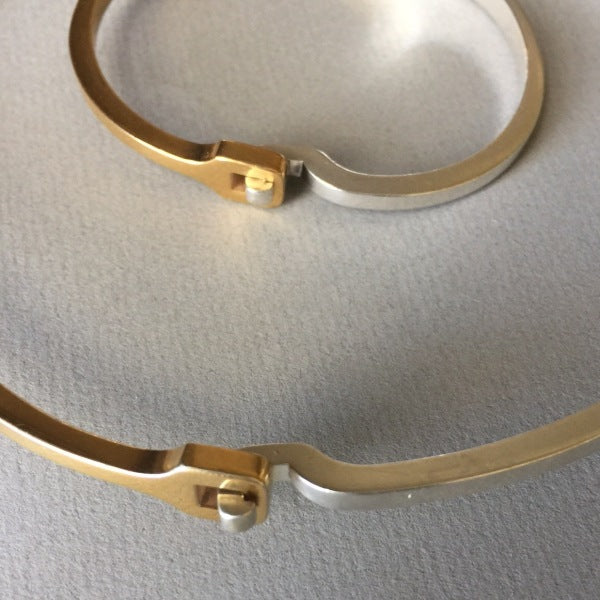 Georg Jensen Sterling Silver & Gold Vermeil Bracelet and Neck Ring Ensemble by Andreas Mikkelsen No. 821B