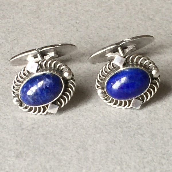 Georg Jensen Sterling Silver Cufflinks No. 16 with Lapis Lazuli by Harald Nielsen