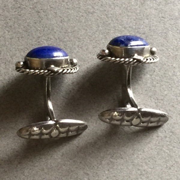 Georg Jensen Sterling Silver Cufflinks No. 16 with Lapis Lazuli by Harald Nielsen