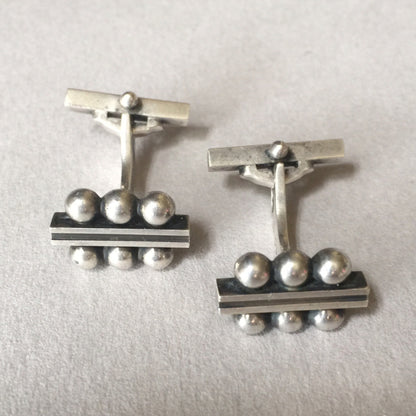 Georg Jensen Sterling Silver Set of Cufflinks No. 61B and Tie Bar No. 61 by Harald Nielsen