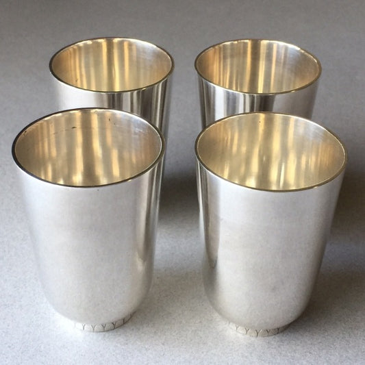 Georg Jensen Set of 4 Sterling Silver Art Deco Cups No. 825A by Sigvard Bernadotte