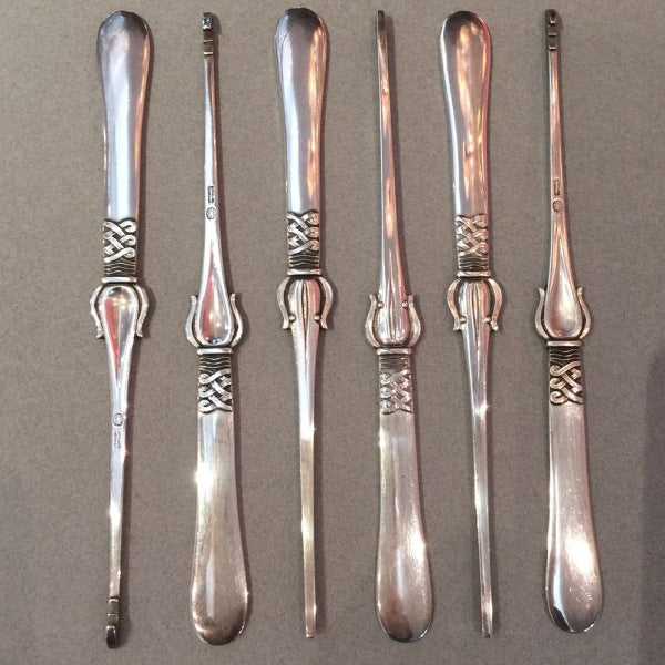 Georg Jensen Sterling Silver "Nordic Pattern" Lobster Picks by Oscar  Gundlach-Pedersen,  Very Rare