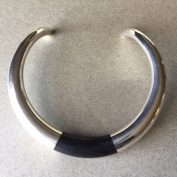 Georg Jensen Sterling Silver and Ebony "Aura" Neck Ring No. A29A by Anne Ammitzbøll