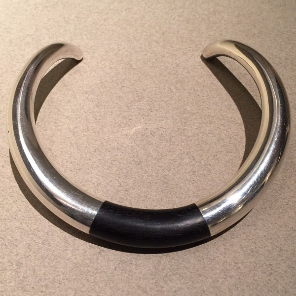 Georg Jensen Sterling Silver and Ebony "Aura" Neck Ring No. A29A by Anne Ammitzbøll