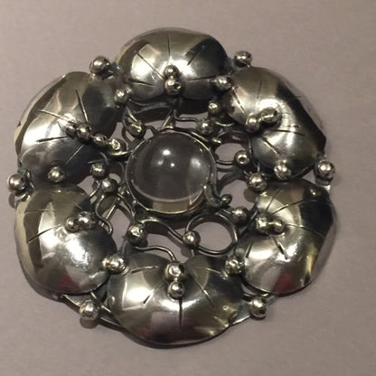 Mary Gage Sterling Silver Brooch with Glass Cabochon