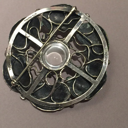 Mary Gage Sterling Silver Brooch with Glass Cabochon