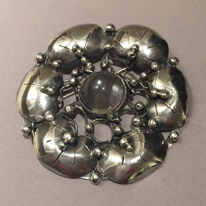 Mary Gage Sterling Silver Brooch with Glass Cabochon