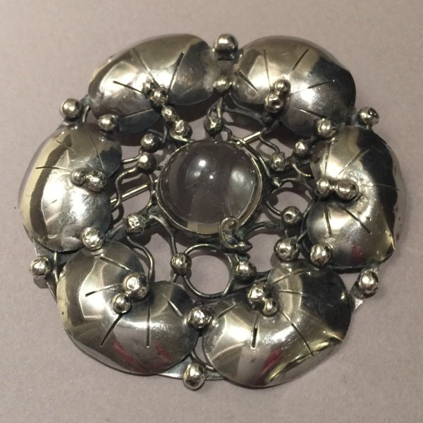 Mary Gage Sterling Silver Brooch with Glass Cabochon