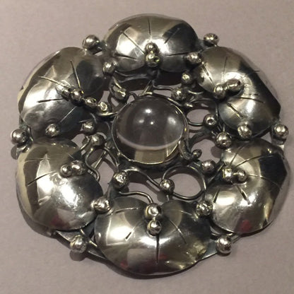 Mary Gage Sterling Silver Brooch with Glass Cabochon