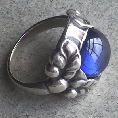 Georg Jensen Sterling Silver Ring No. 11b with Synthetic Sapphire