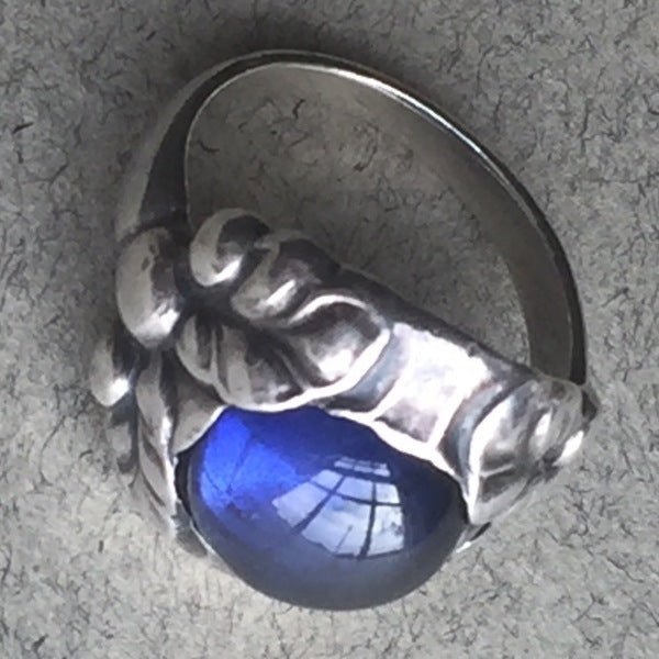 Georg Jensen Sterling Silver Ring No. 11b with Synthetic Sapphire