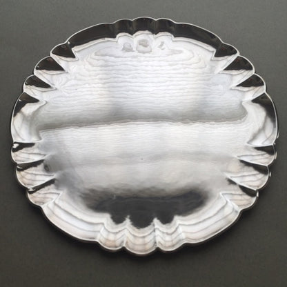 Estate Georg Jensen Sterling Silver Round Tray with Scalloped Edge by Oscar Gundlach-Pedersen No. 519B