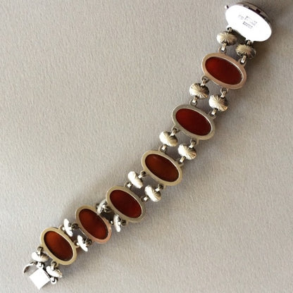 Georg Jensen Sterling Silver Bracelet No. 63 with Carnelian by Henry Pilstrup