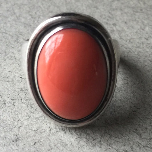 Georg Jensen Sterling Silver Coral Ring No. 46A by Harald Nielsen