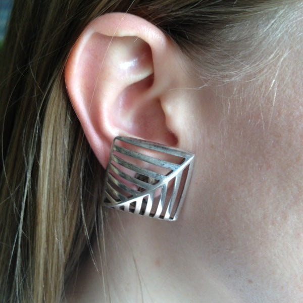 Georg Jensen Sterling Silver "Grates" Earrings No. 389 by Nanna Ditzel