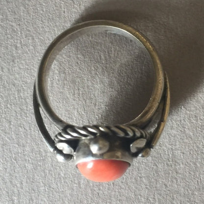 Georg Jensen Sterling Silver Coral Ring No. 1A