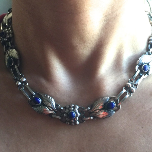 Georg Jensen Sterling Silver Necklace No. 1 with Lapis Lazuli