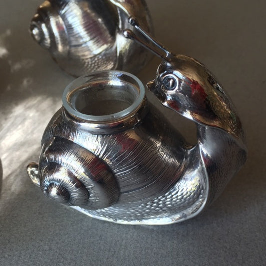 Camusso Set of Four Sterling Silver Snail Salt Cellars, Peru