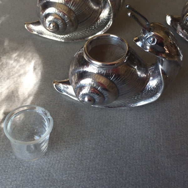 Camusso Set of Four Sterling Silver Snail Salt Cellars, Peru