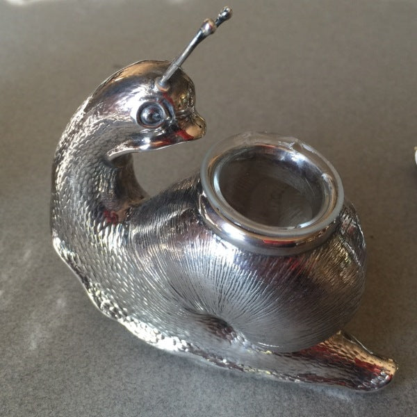 Camusso Set of Four Sterling Silver Snail Salt Cellars, Peru