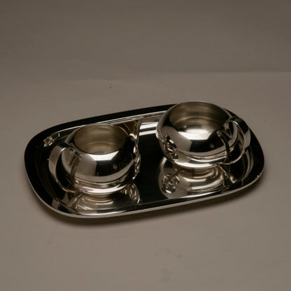 Frantz Hingelberg Sterling Silver Creamer and Sugar on Tray