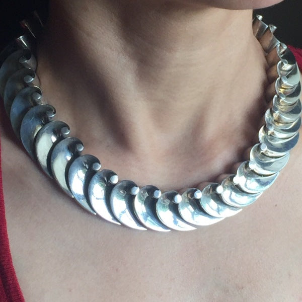 Antonio Pineda 970 Silver "Wave" Necklace