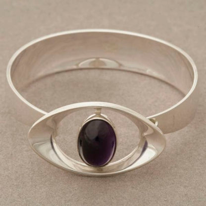 N.E. From Sterling Silver Rare Amethyst Cuff