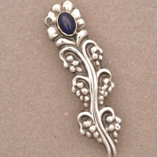 Georg Jensen 830 Silver Rare Brooch with Lapis Lazuli No. 104