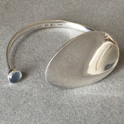 Georg Jensen Sterling Silver Cuff with Moonstone No. 257 by Vivianna Torun