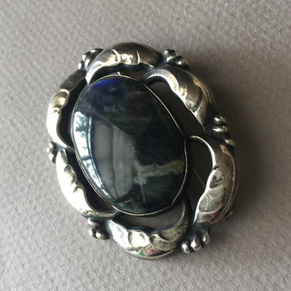 Georg Jensen Sterling Silver Brooch No. 130 with Labradorite