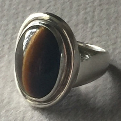 Georg Jensen Sterling Silver Tiger's Eye Ring No. 46A by Harald Nielsen