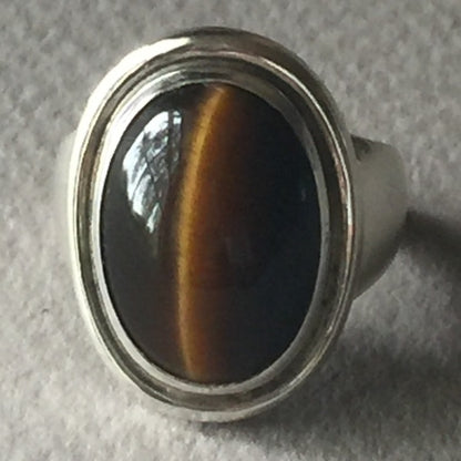 Georg Jensen Sterling Silver Tiger's Eye Ring No. 46A by Harald Nielsen