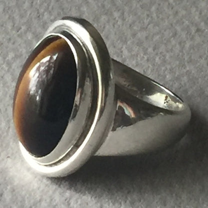 Georg Jensen Sterling Silver Tiger's Eye Ring No. 46A by Harald Nielsen