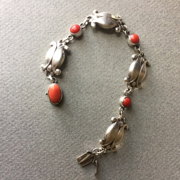 Georg Jensen Sterling Silver Bracelet No. 11 with Coral