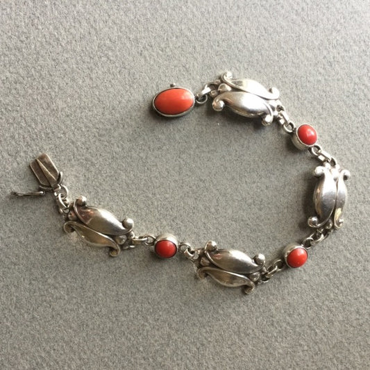 Georg Jensen Sterling Silver Bracelet No. 11 with Coral