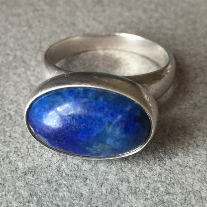 Georg Jensen Sterling Silver Ring No. 123B by Nanna Ditzel with Lapis Lazuli