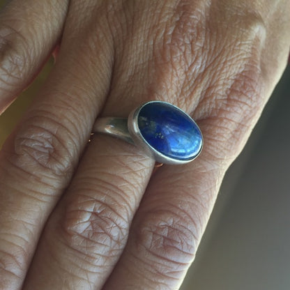 Georg Jensen Sterling Silver Ring No. 123B by Nanna Ditzel with Lapis Lazuli