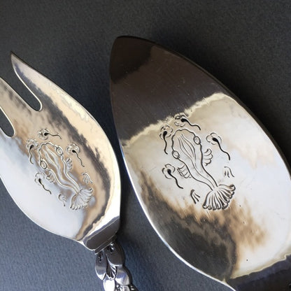 Georg Jensen Sterling Silver Cactus Fish Servers