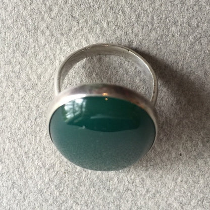 Georg Jensen Modernist Sterling Silver Ring No. 90B with Chrysoprase