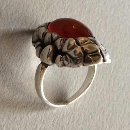 Georg Jensen Sterling Silver Ring No 11 With Carnelian