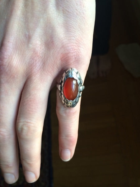 Georg Jensen Sterling Silver Ring No 11 With Carnelian