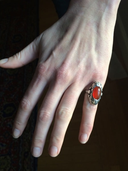 Georg Jensen Sterling Silver Ring No 11 With Carnelian