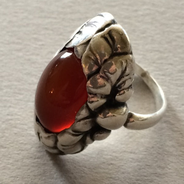 Georg Jensen Sterling Silver Ring No 11 With Carnelian