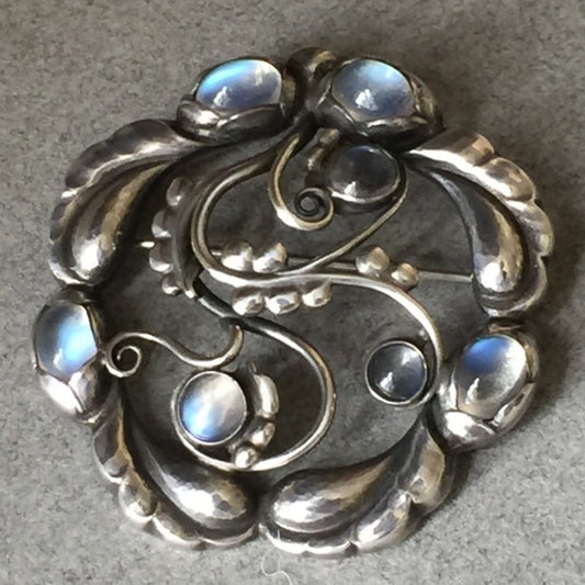 Georg Jensen Sterling Silver "Moonlight" Brooch No. 159 with Moonstones