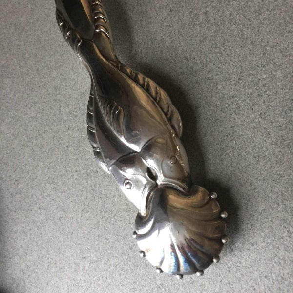 Estate Georg Jensen Sterling Silver Ornamental Extra Large Size Fish Servers No. 55